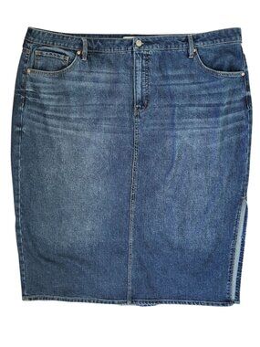 EDITED By Remi Bader Long Side Split Denim Blue Jean Skirt - NWT Women's 24 W